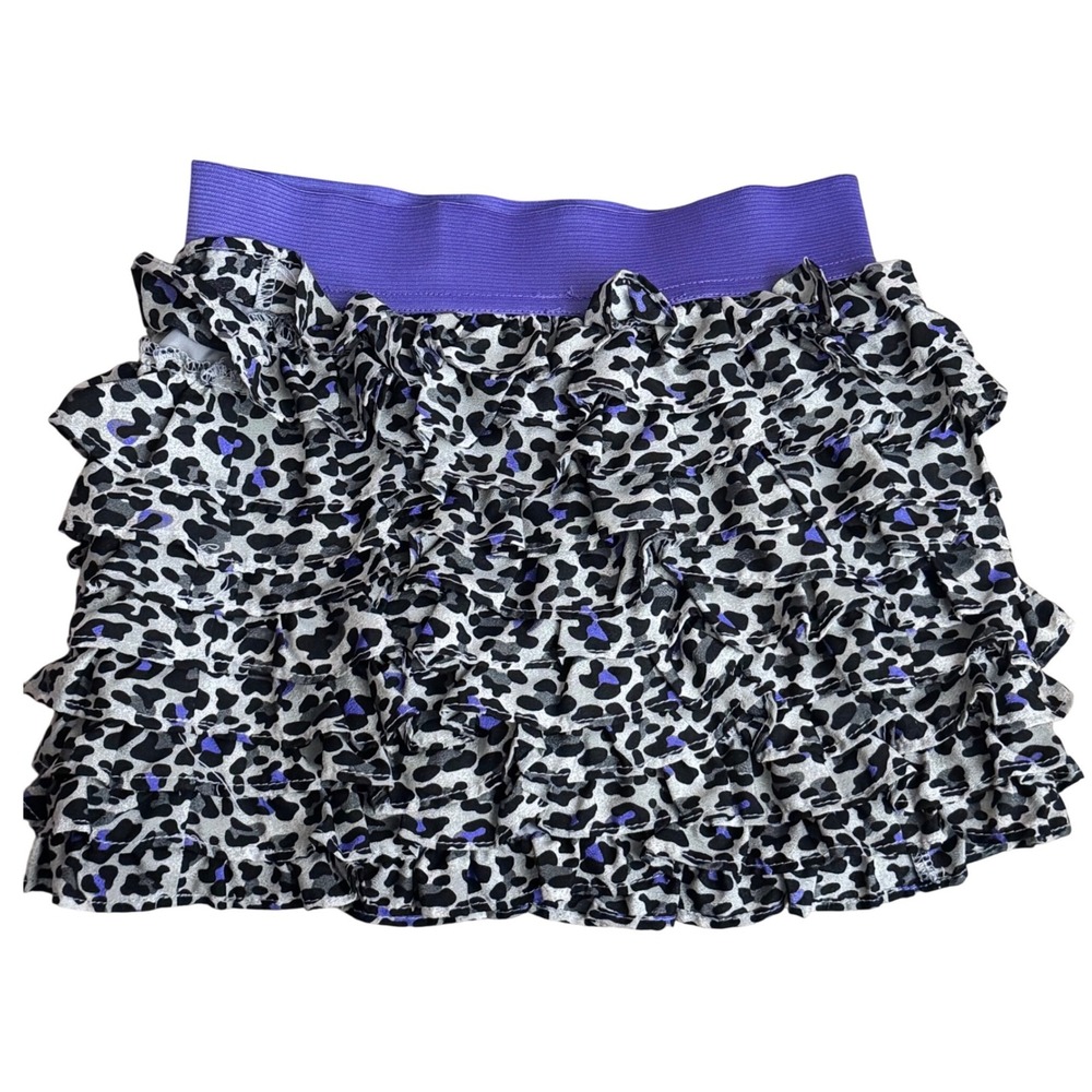 Justice Girls Skirt Skort 6 Ruffle Floral Lace Leopard Dance Play Gym Set of 2 - Picture 2 of 8